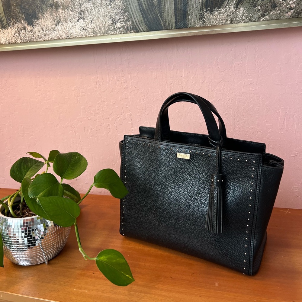 Kate Spade New York West Street Abby Black Pebbled Leather Satchel Handbag Purse